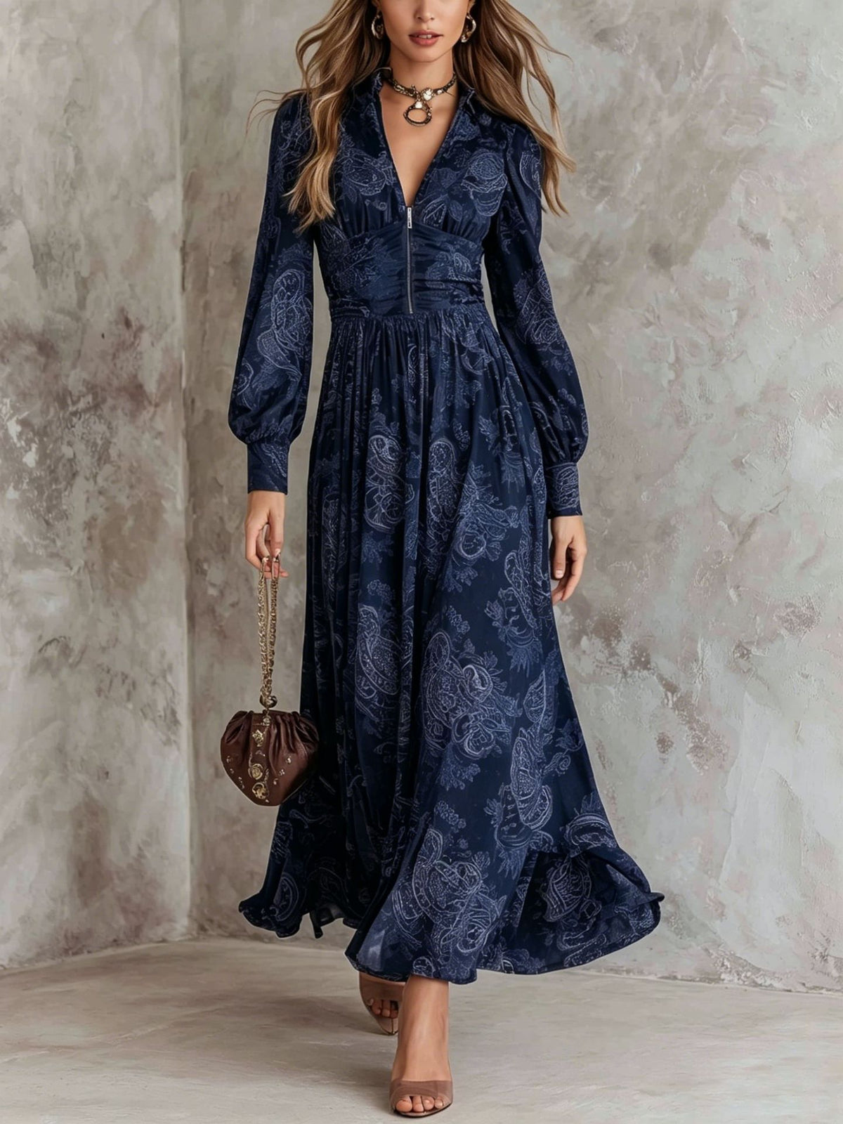 Amelia | Paisley Zip Maxi Dress