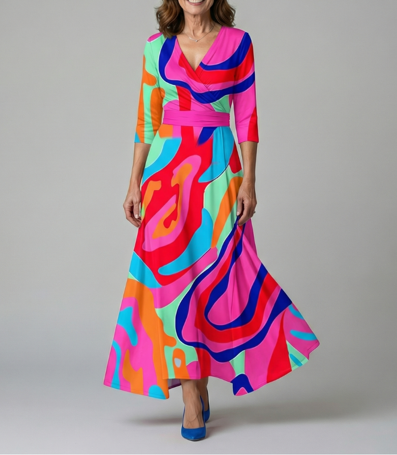 Celine | Cross Wrap Neck Midi Dress
