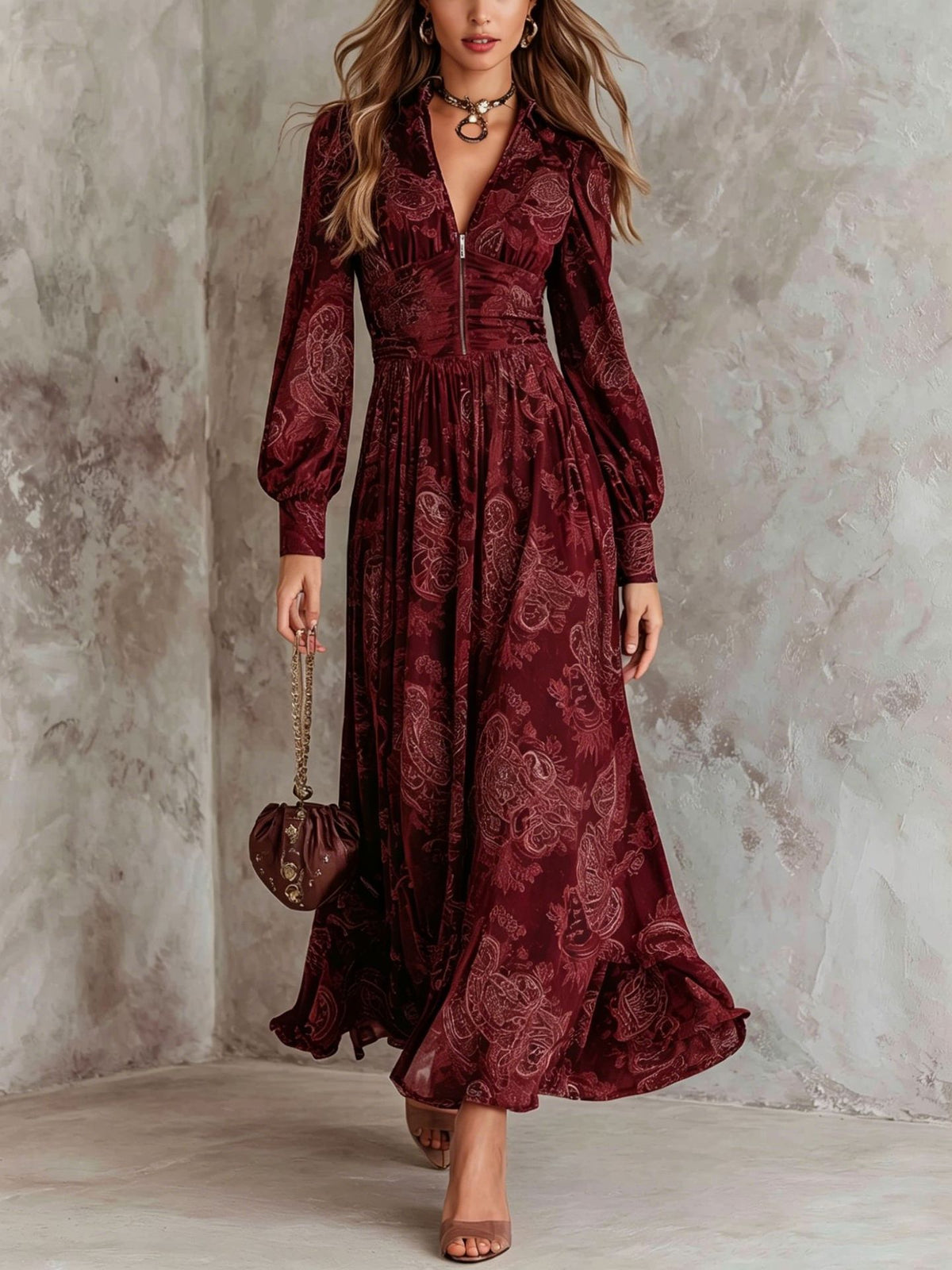 Amelia | Paisley Zip Maxi Dress
