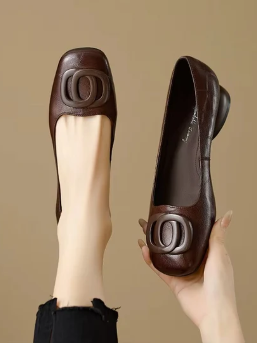 Maya | Opium Leather Flats