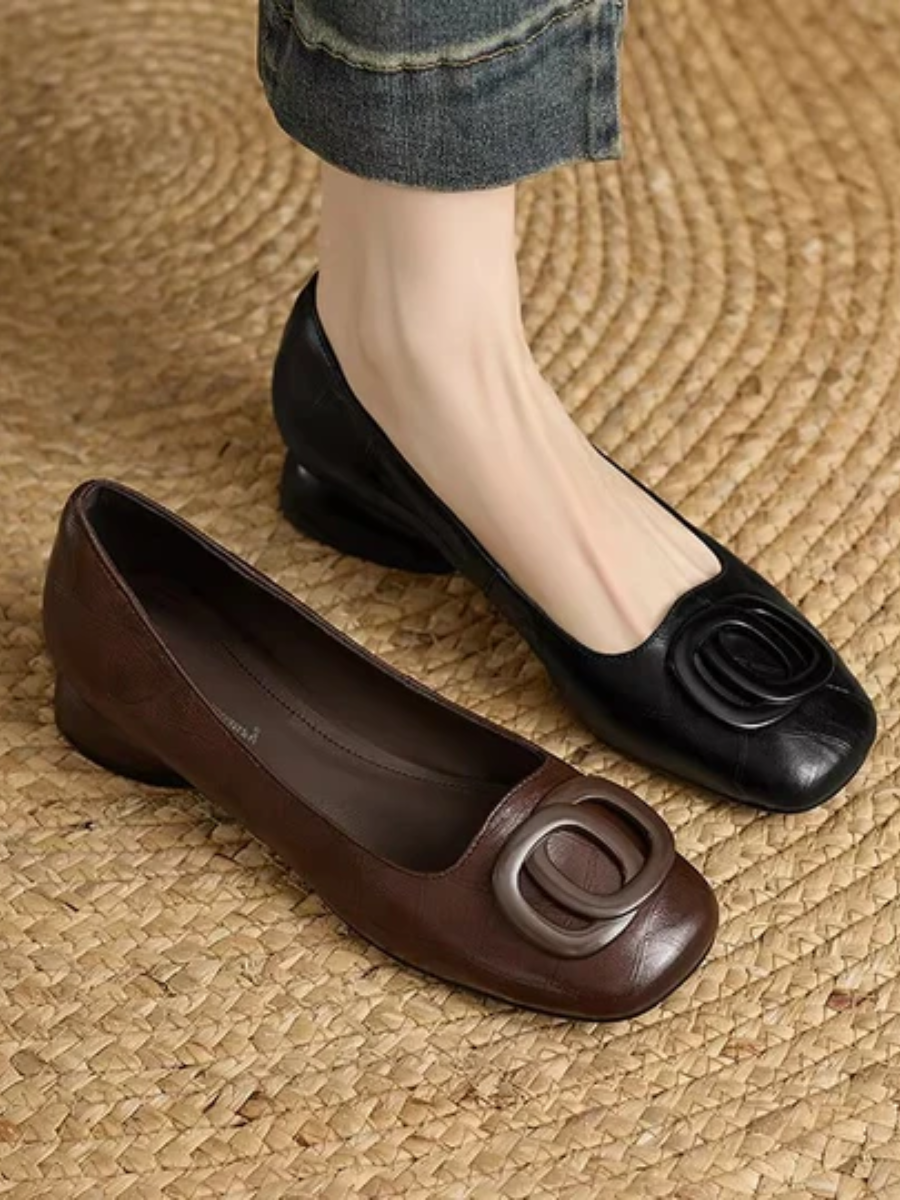 Maya | Opium Leather Flats