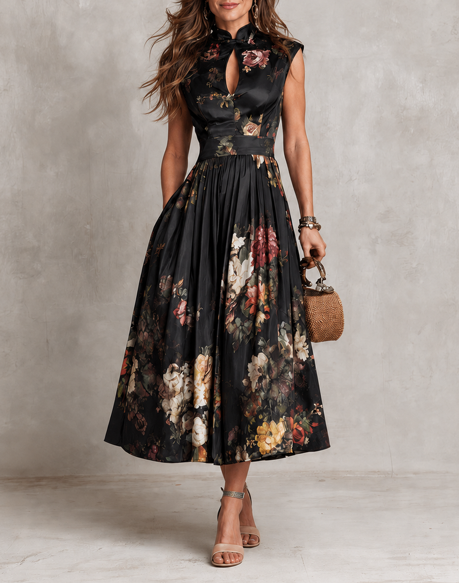 Gloria | Keyhole Pleated Dress