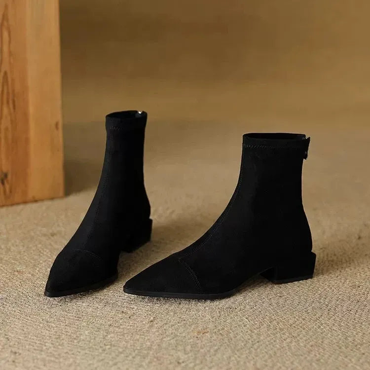 Delphine | Suede Pointed-Toe Ankle Boots