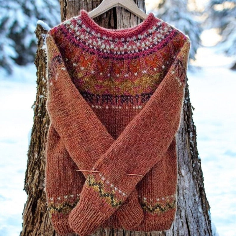 Sarah - Vintage Icelandic Jacquard printed sweatshirt