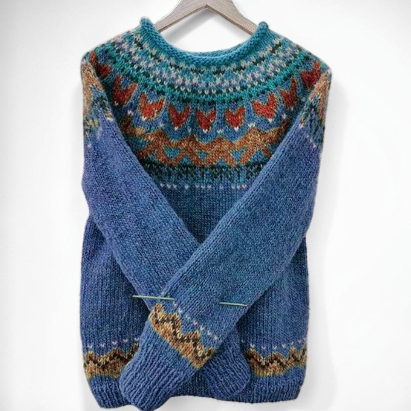 Ivana - Vintage Jacquard Crew Neck Sweater