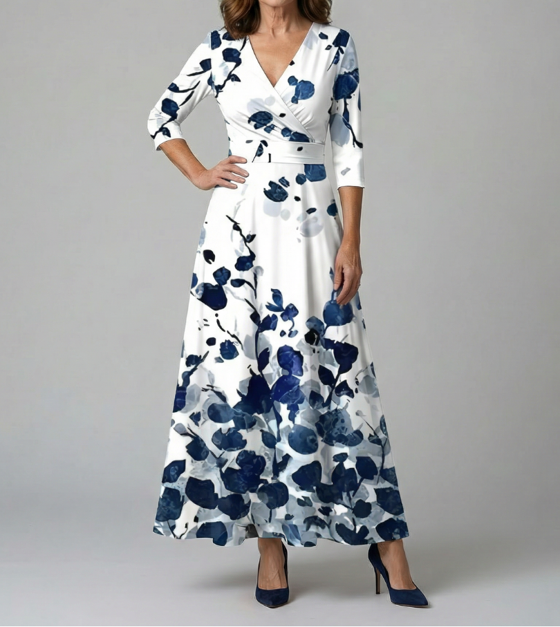 Celine | Cross Wrap Neck Midi Dress