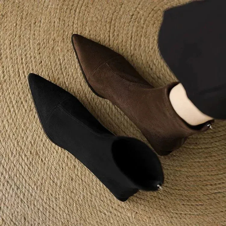 Delphine | Suede Pointed-Toe Ankle Boots