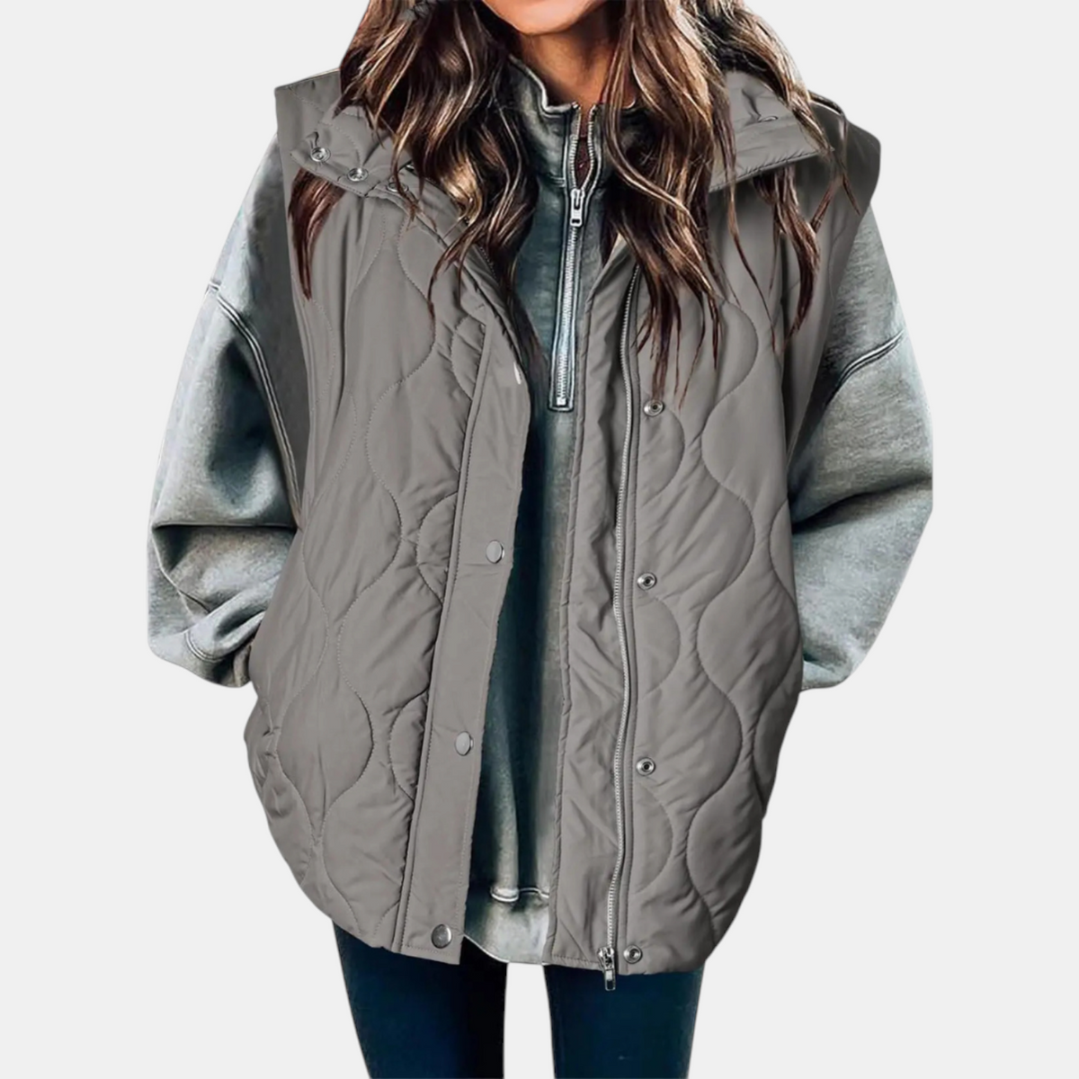 Bella | Women's padded hooded cardigan, sleeveless and with zip closure