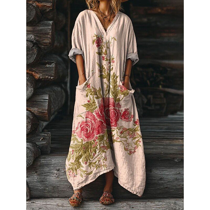 Aleta | Button Front Oversized Pocket Midi Dress