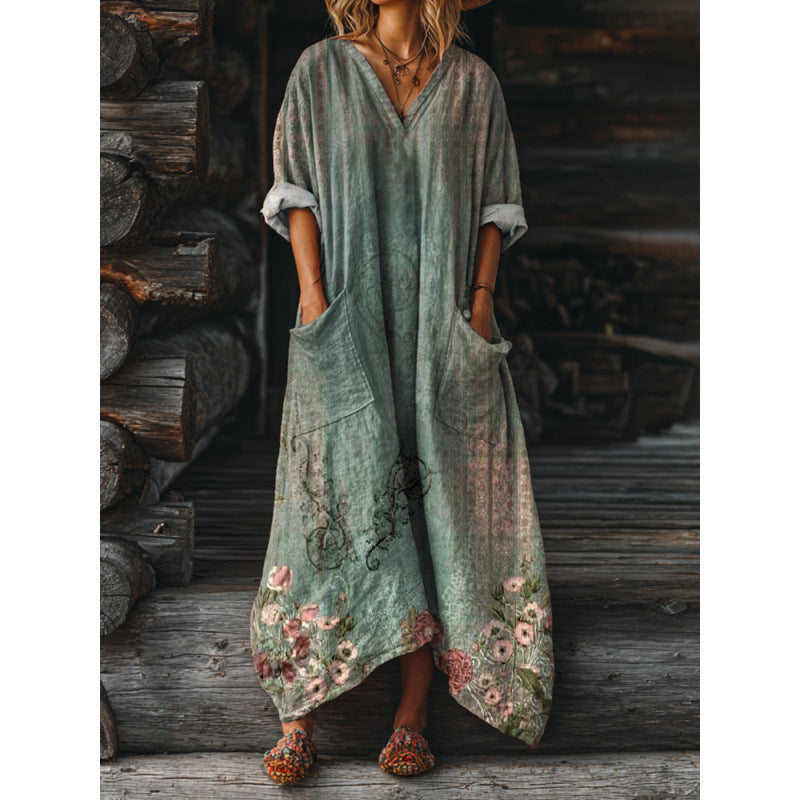 Aleta | Button Front Oversized Pocket Midi Dress