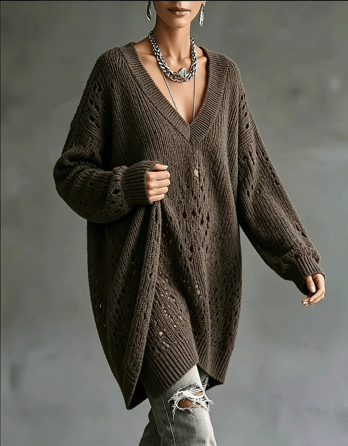 Enid | Open Knit Tunic Sweater