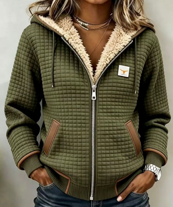 Sandra | Sherpa-Lined Quilted Zip-Up Hooded Jacket