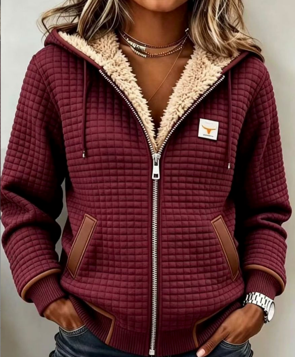 Sandra | Sherpa-Lined Quilted Zip-Up Hooded Jacket
