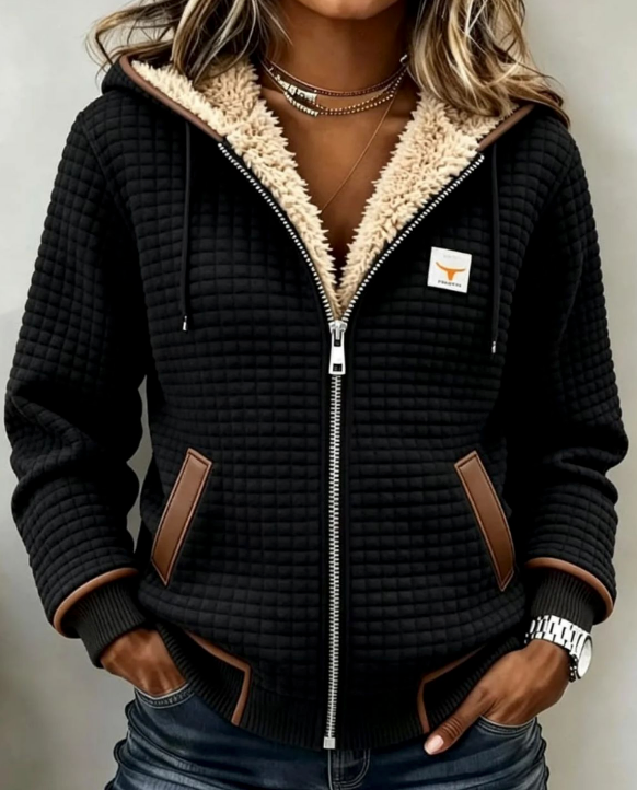Sandra | Sherpa-Lined Quilted Zip-Up Hooded Jacket