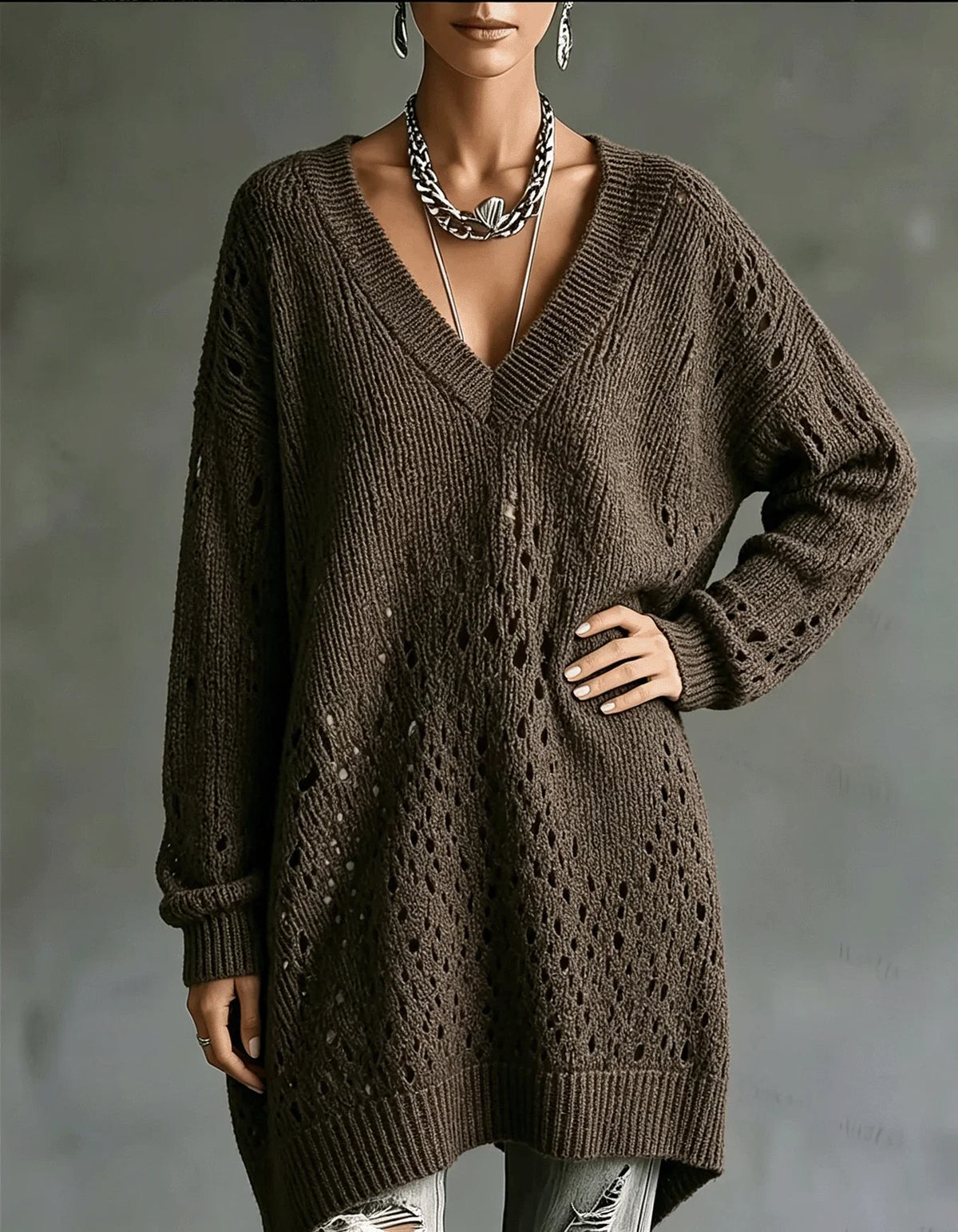 Enid | Open Knit Tunic Sweater