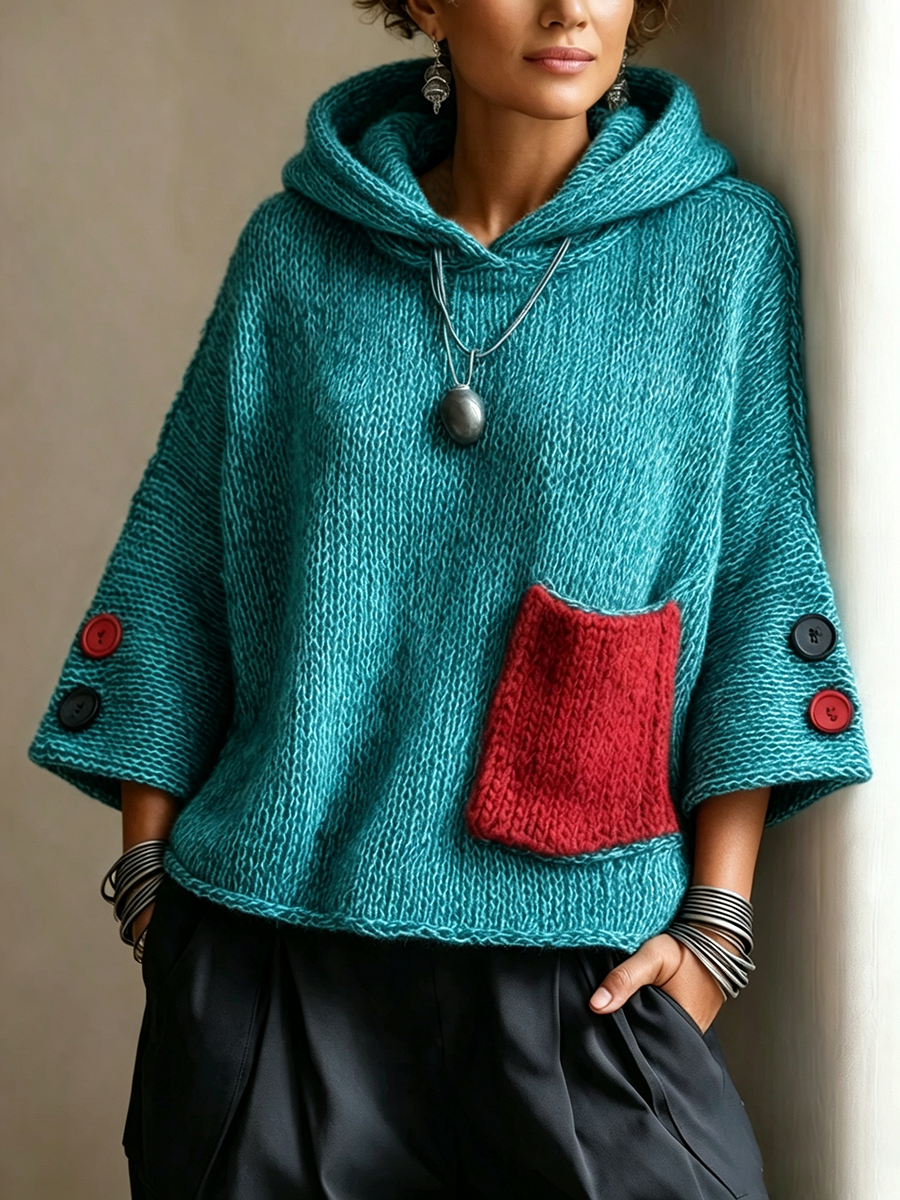 Zara | Relaxed Contrast Pocket Hooded Sweater
