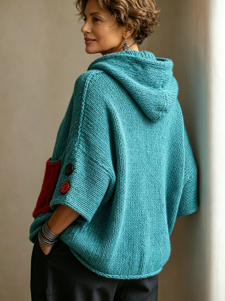 Zara | Relaxed Contrast Pocket Hooded Sweater