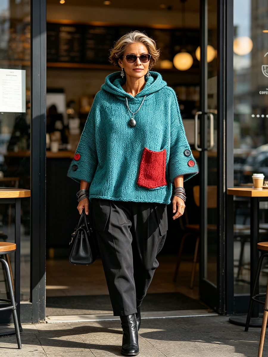 Zara | Relaxed Contrast Pocket Hooded Sweater
